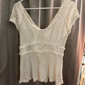 Free people lace cream shirt